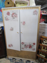 Load image into Gallery viewer, Vintage Custom Painted &amp; Decoupaged Cedar Lined Wardrobe Armoire Closet
