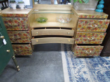 Load image into Gallery viewer, Vintage Custom Painted &amp; Decoupage Vanity with Mirror

