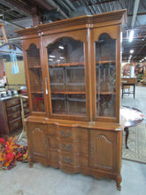 Load image into Gallery viewer, Vintage Bassett Versailles Maple One Piece China Display Hutch Cabinet
