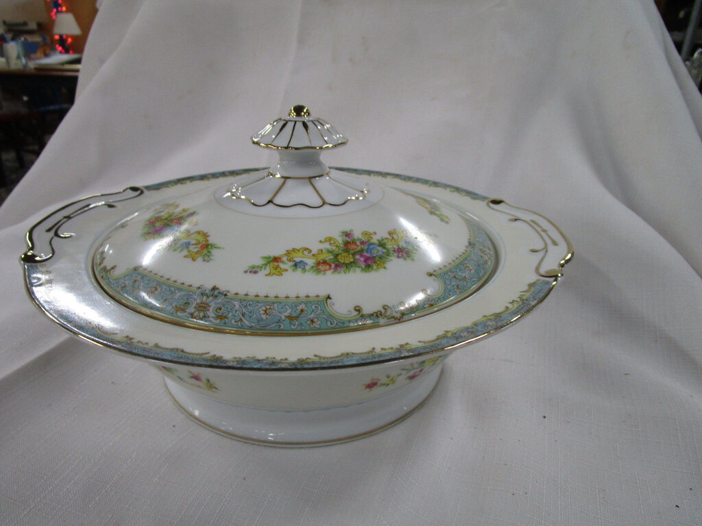 Vintage B-S Japan Floral Porcelain Covered Tureen Dish