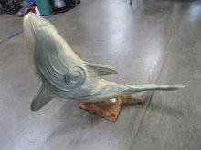 Load image into Gallery viewer, Woven Rattan Laminated Whale on Driftwood Base Decor
