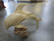 Load image into Gallery viewer, Woven Rattan Laminated Dolphin on Driftwood Base Decor
