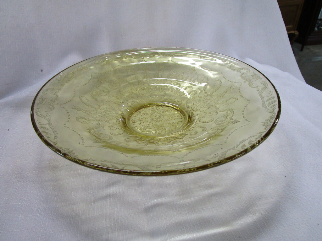 Vintage Yellow Depression Glass Madrid Console Bowl