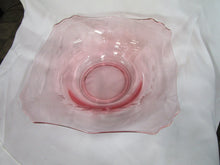 Load image into Gallery viewer, Vintage Pink Glass Etched Floral Square Serving Decor Bowl
