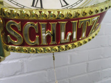 Load image into Gallery viewer, Vintage 1970&#39;s Schlitz Molded Plastic Electric Wall Clock with Light
