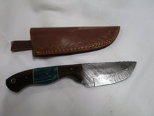 Load image into Gallery viewer, *Knife, 8&quot; Custom Damascus Skinning Knife with Sheath, Wood Handle

