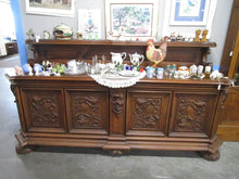 Load image into Gallery viewer, Antique Carved Oak Sideboard with Display Top Shelf
