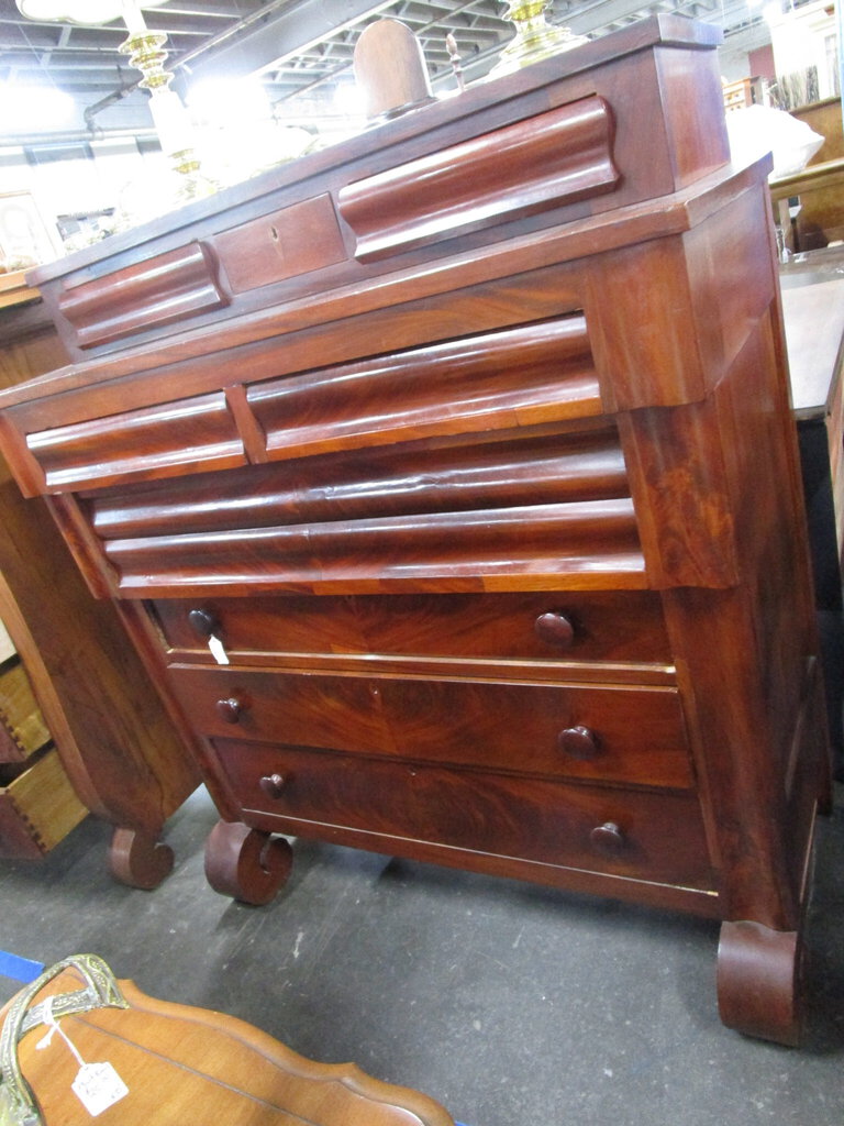 Antique 1800's Flame Mahogany Empire Dresser with Glove Drawers