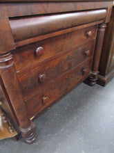 Load image into Gallery viewer, Antique Empire Wood Veneer Dresser with Attached Tilt Mirror
