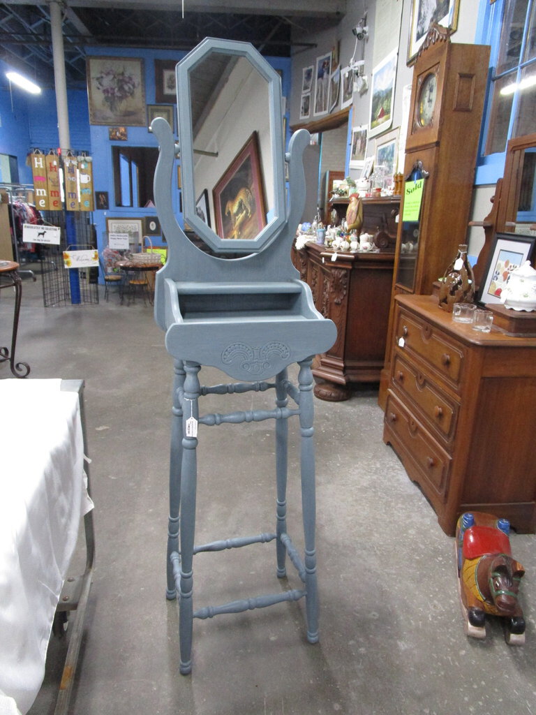Vintage Custom Painted Shaving Stand with Tilt Mirror
