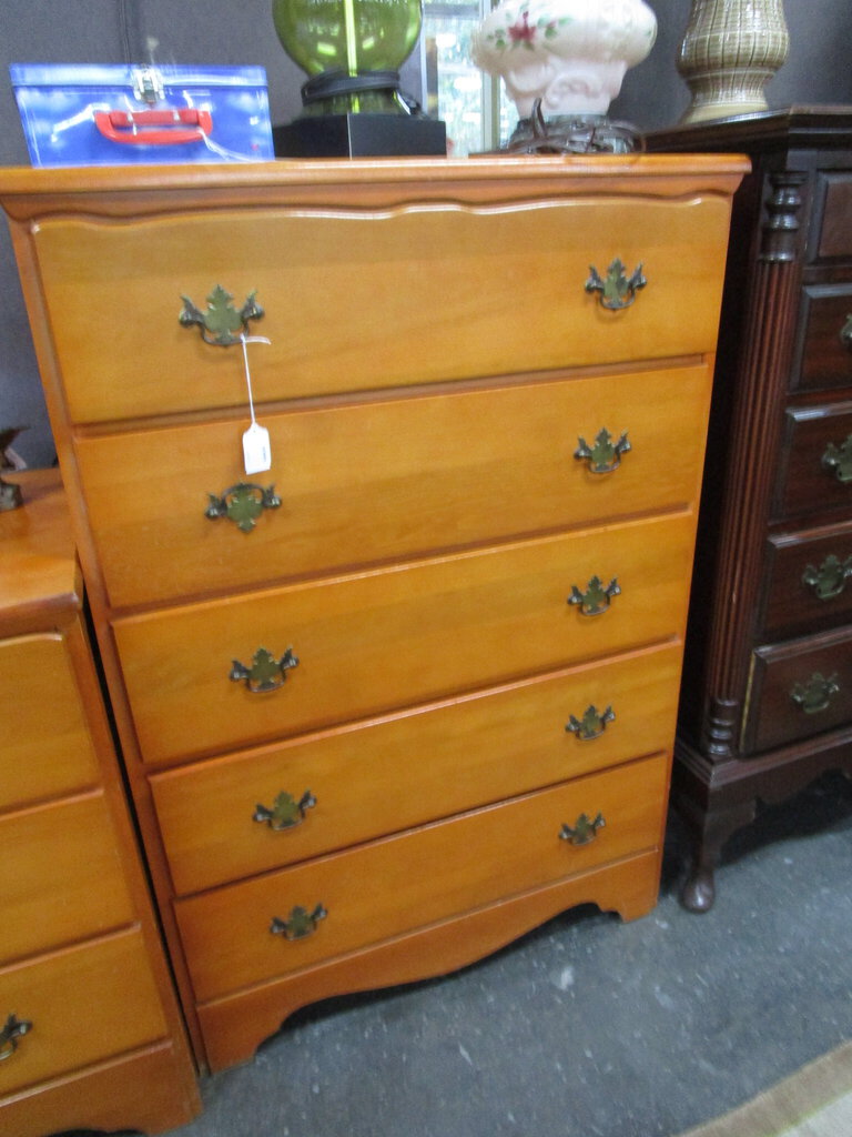 Vintage Maple Five Drawer Dresser