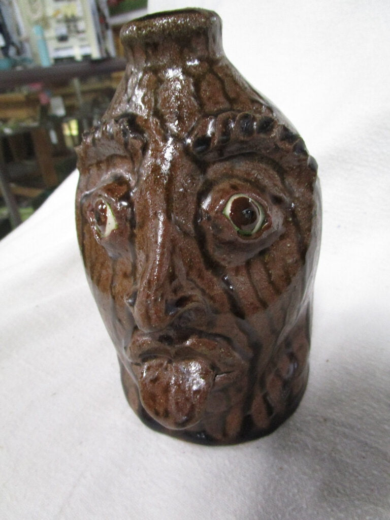 *2021 Mike Craven Artist Signed Tongue Out Ugly Face Jug
