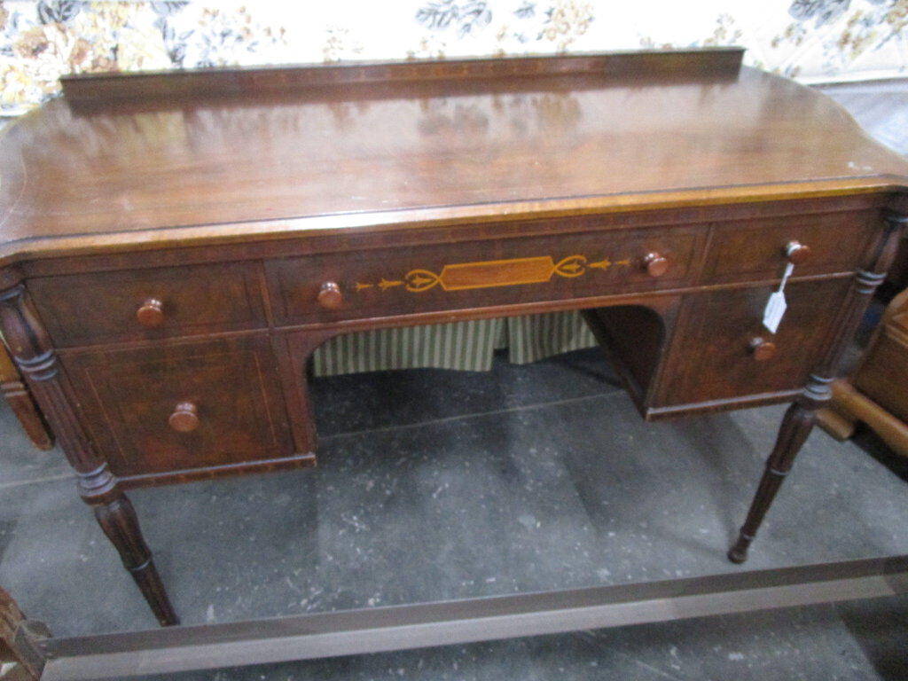 Antique Inlay Spindle Leg Vanity Desk