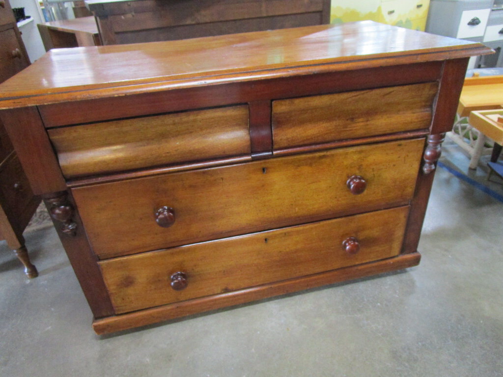 Antique Solid Wood 2 over 2 Lowboy Dresser