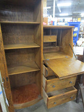 Load image into Gallery viewer, Vintage Empire Oak Secretary Curio Hutch Desk Cabinet
