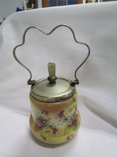 Load image into Gallery viewer, W &amp; R Handpainted Floral Jam Preserve Jar with Lid, Spoon and Carry Handle 1895-1900

