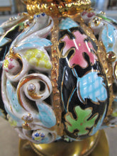 Load image into Gallery viewer, MCM Capodimonte Pierced Porcelain Lamp on Brass Base No Shade
