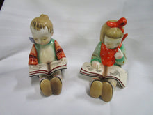 Load image into Gallery viewer, Vintage Gold Castle Japan Young Boy and Girl with Books Figurine Pair
