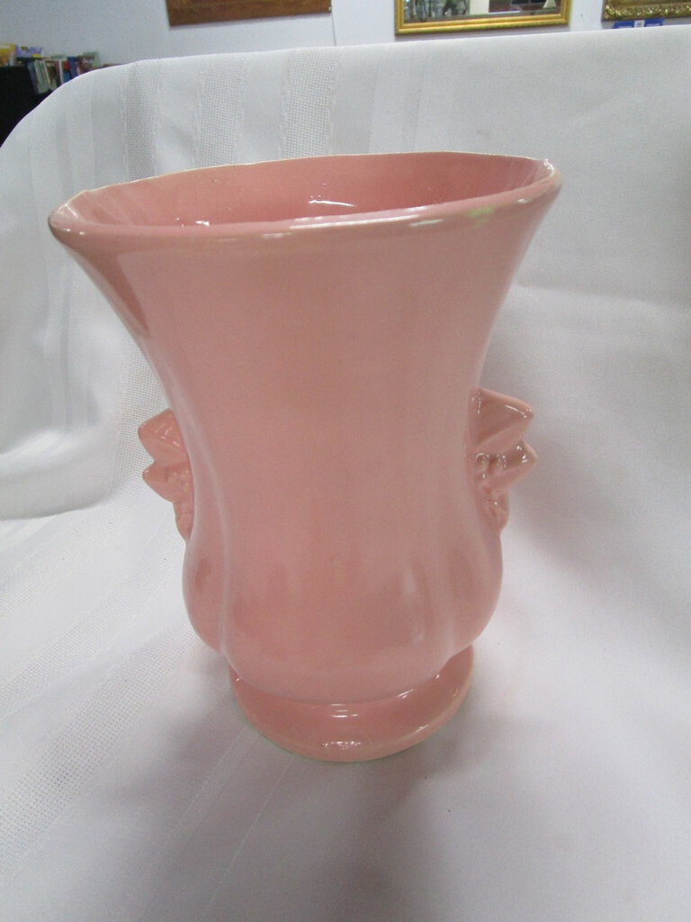 Vintage Unmarked McCoy Leaf & Berry Pink Ceramic Vase
