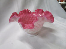 Load image into Gallery viewer, Vintage Fenton Hobnail Peach Crest Ruffled Small Bowl

