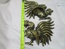 Load image into Gallery viewer, Vintage Japan Brass Crowing Roosters Set of 2 Wall Decor
