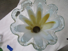 Load image into Gallery viewer, Vintage Retro Thick White/Tan Art Glass Petal Vase
