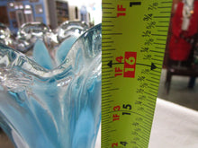 Load image into Gallery viewer, Vintage Retro Thick Aqua/Clear Art Glass Large Petal Vase
