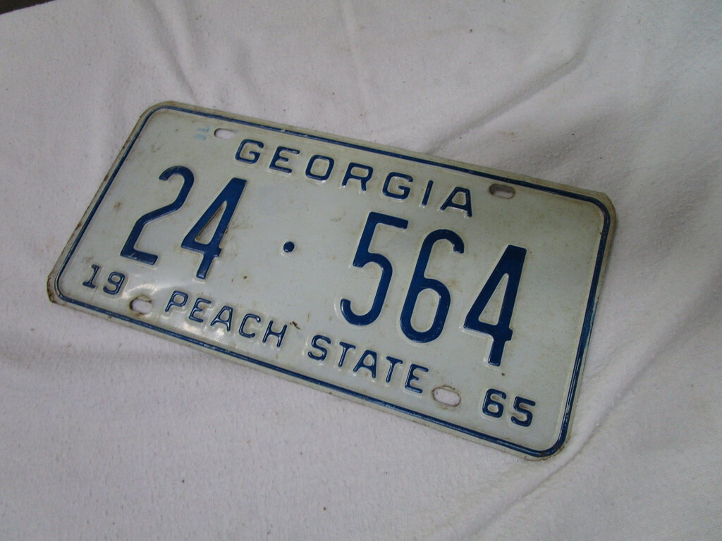 1965 Georgia Peach State 24-564 Automobile License Plate Tag