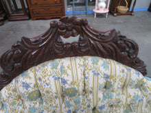 Load image into Gallery viewer, Vintage Carved Rosewood Camel Back Floral Upholstered Sofa Couch
