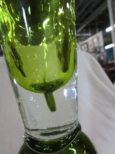 Load image into Gallery viewer, Green Optic Dot Glass Pedestal Tall Vase
