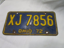 Load image into Gallery viewer, 1972 Ohio Automobile License Plate Tag XJ7856
