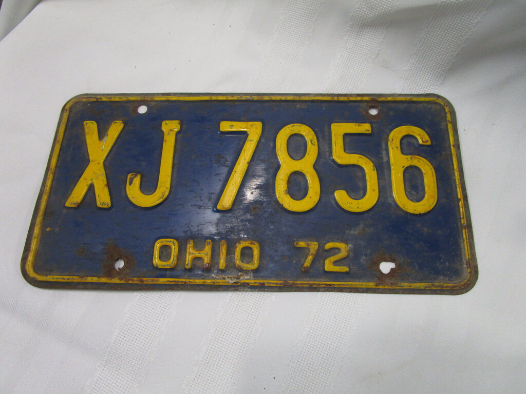 1972 Ohio Automobile License Plate Tag XJ7856