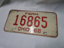Load image into Gallery viewer, 1968 Ohio Farm Automobile License Plate Tag 16865
