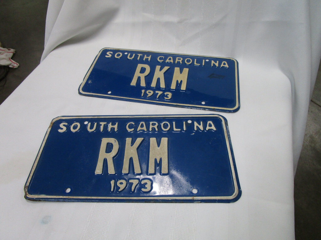 1973 South Carolina Vanity Initial RKM License Plate Matched Pair