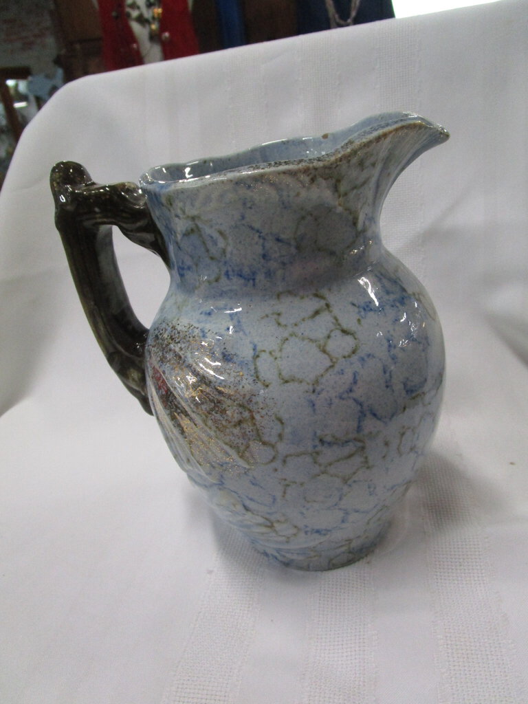 Vintage Roseville Unmarked Cornelian Blue Colonial Mouth Ewer Pitcher