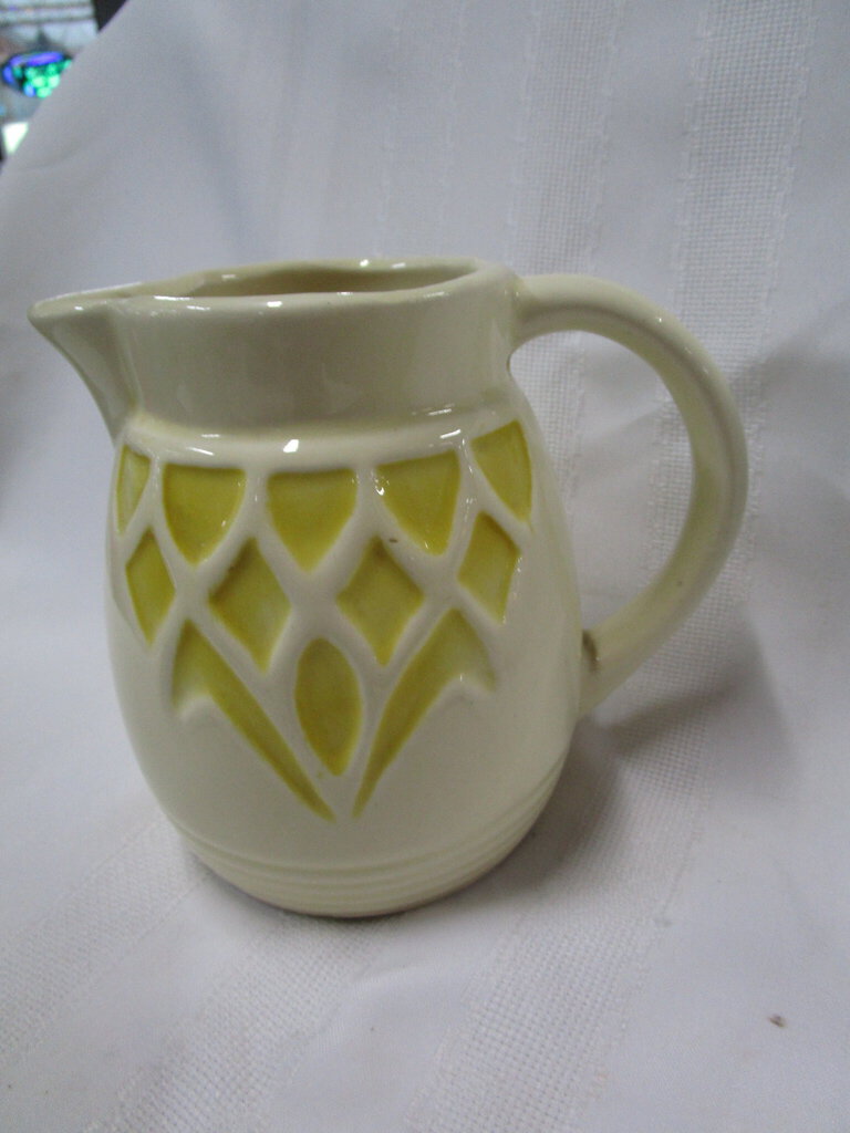 Vintage Roseville RRP Unmarked Yellow Window Small Ceramic Pitcher