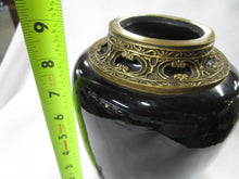 Load image into Gallery viewer, Vintage Andrea by Sadek Black Ceramic Vase with Metal Collar
