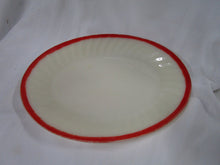 Load image into Gallery viewer, Vintage Fire King White Milk Glass with Red Border Edge Oval Serving Platter
