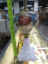 Load image into Gallery viewer, Vintage Milk Glass and Handpainted Glass Lamp Base No Shade
