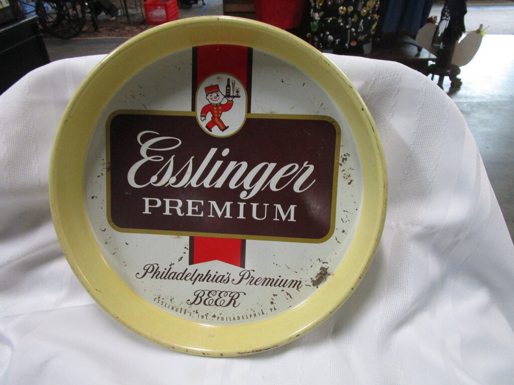 Vintage Esslinger Premium Beer Metal Round Serving Tray