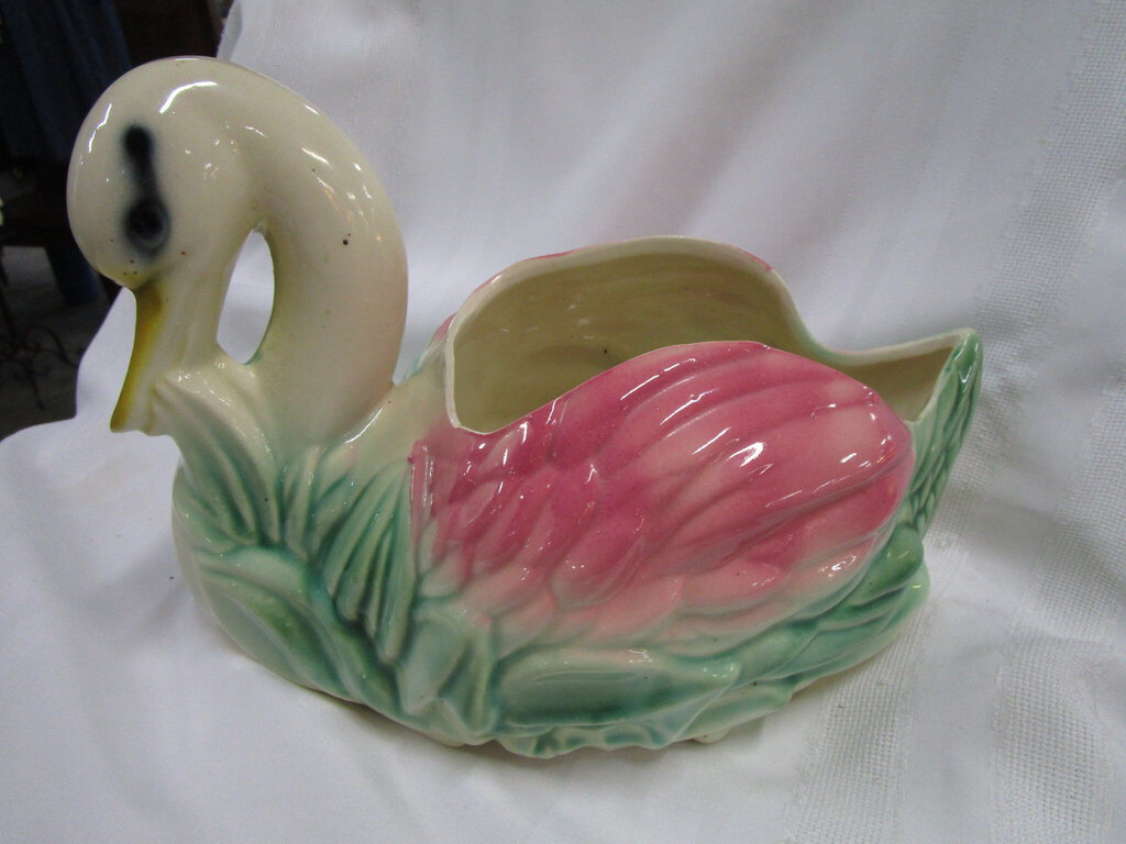 Vintage USA Ceramic Swan Planter