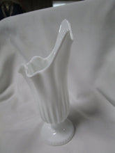 Load image into Gallery viewer, Vintage Fenton White Milk Glass Pedestal Swung Vase
