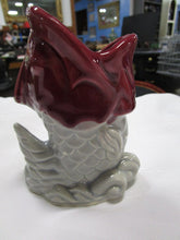 Load image into Gallery viewer, Vintage Shawnee USA #845 Red and Grey Small Fish Vase
