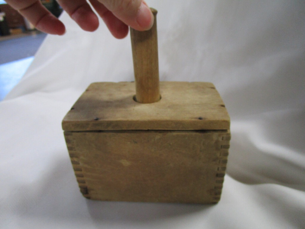 Antique Wood Butter Mold Press Flat No Stamp Primitive Rectangle DoveTail