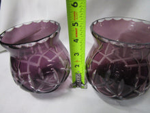 Load image into Gallery viewer, Vintage Purple Amethyst Glass Cut to Clear Votive Lamps Pair
