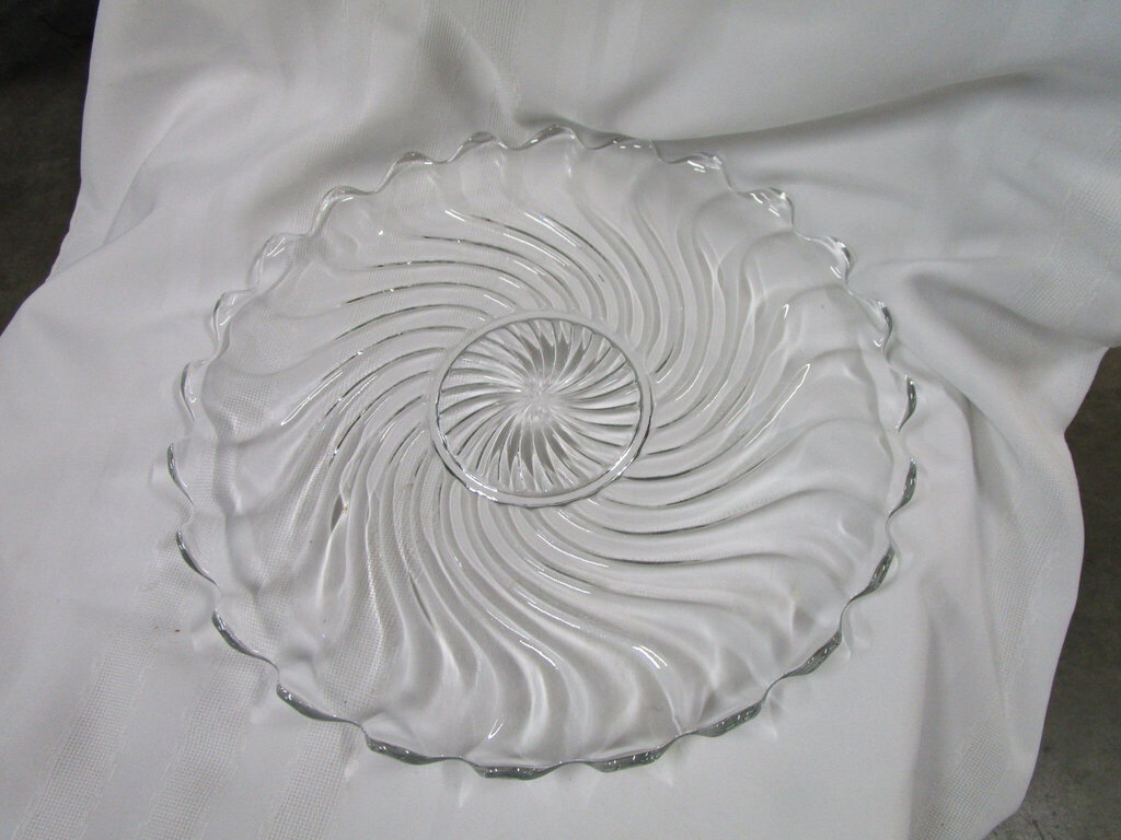 Vintage Fostoria Colony Swirl Clear Glass Torte Plate Platter