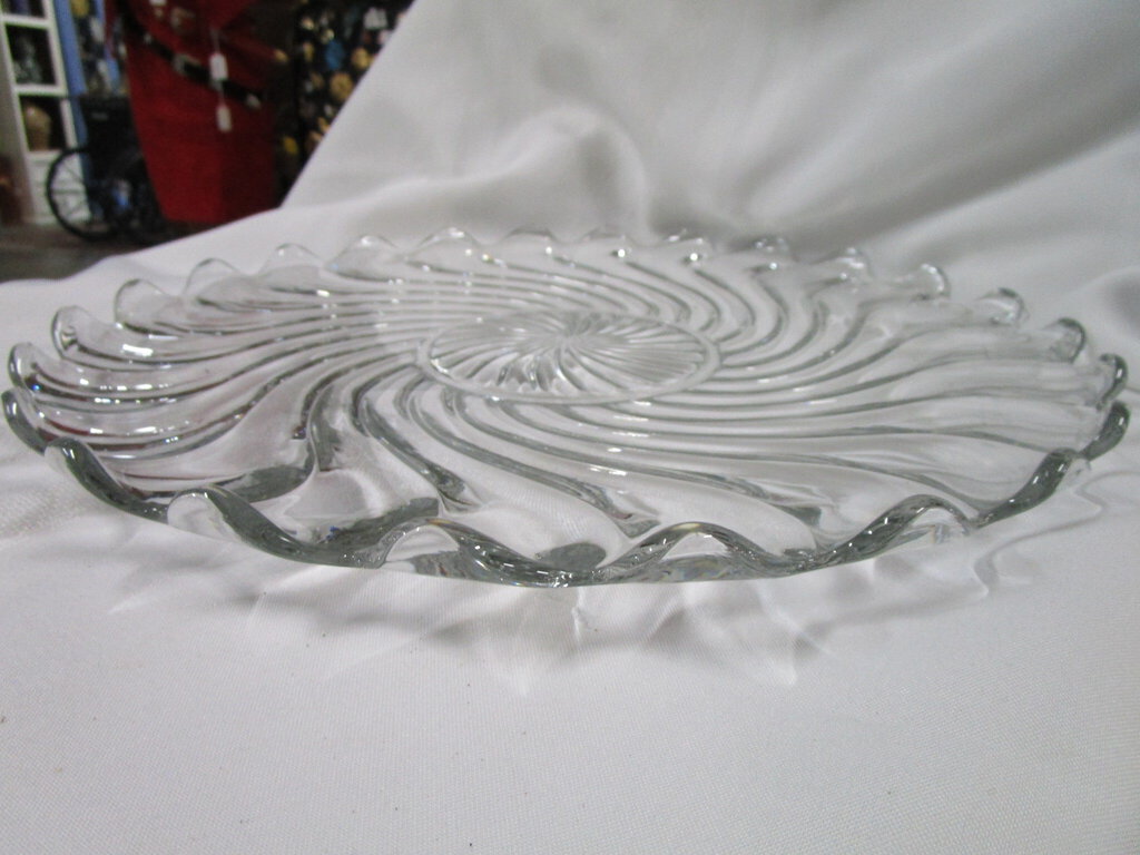 Vintage Fostoria cookie platter in Colony pattern with center top twisted glass handle Vintage Kitchen - Elegant Vintage Farmhouse Entertaining