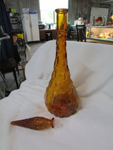 Load image into Gallery viewer, Vintage Empoli Italy Green Textured Glass Tall Decanter Bottle with Repaired Stopper
