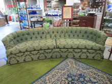 Load image into Gallery viewer, Vintage Custom Tufted Back Curved Green Damask 9 Foot Sofa Couch
