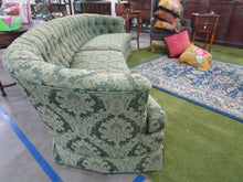 Load image into Gallery viewer, Vintage Custom Tufted Back Curved Green Damask 9 Foot Sofa Couch
